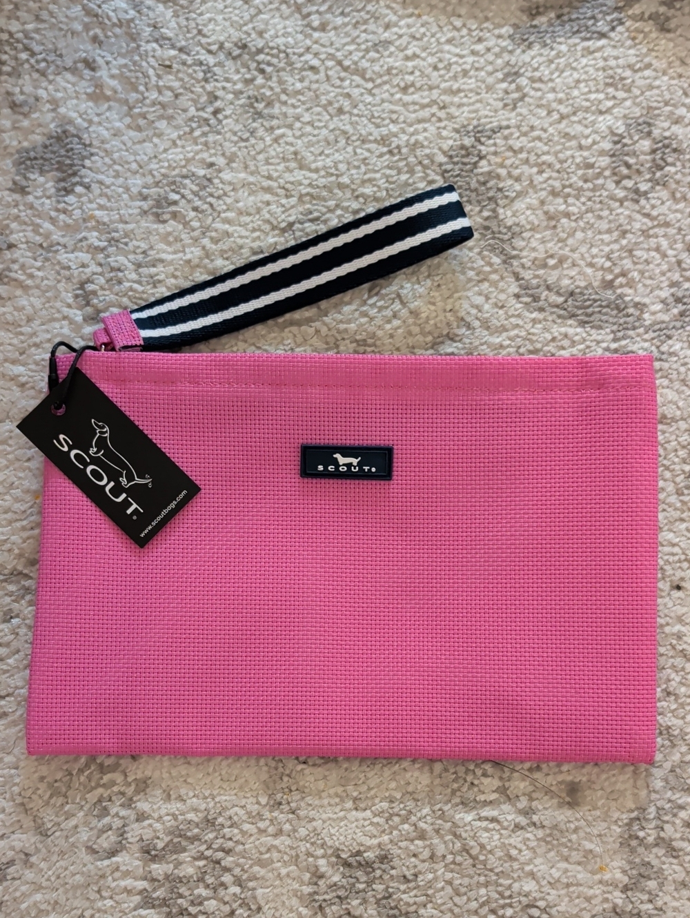 Scout Bright Pink Wristlet with Striped Strap